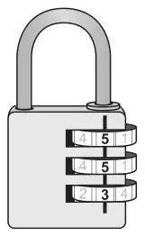 A padlock with three dials showing 5, 5 and 3