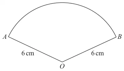 Sector OAB with OA = 6 cm and OB = 6 cm