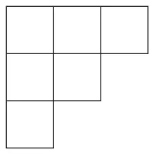 Shape made from 6 identical squares arranged in rows of 3, 2 and 1, left-aligned like a staircase