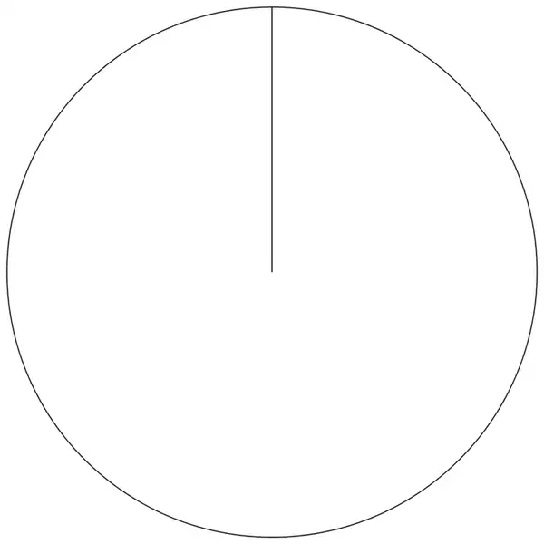 An empty circle with one radius drawn vertically upwards from the centre