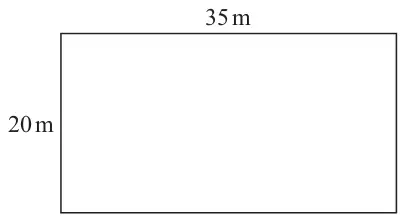 Rectangle with length 35 m and width 20 m