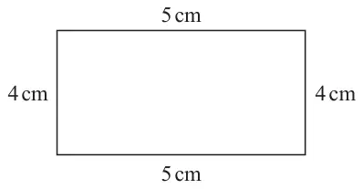 Rectangle with sides labelled 5 cm, 4 cm, 5 cm and 4 cm