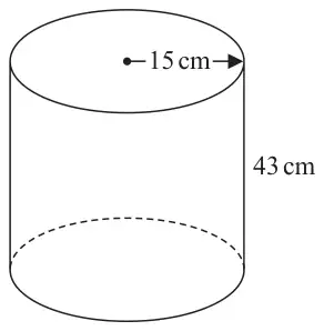 Cylinder with radius 15 cm and height 43 cm