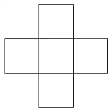 Five squares joined in a cross shape: one centre square with one square on each side