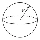 Sphere with radius r marked