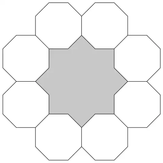 Eight regular octagons arranged in a ring, enclosing a shaded eight-pointed shape in the middle