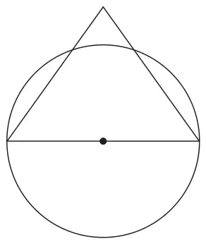 A circle with its centre marked; a horizontal diameter is the base of an equilateral triangle whose top vertex is outside the circle