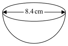 Hemisphere with diameter 8.4 cm