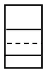 Mark scheme diagram: a rectangle 3 wide and 5 high with a solid line across it and a dashed line below it