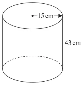 Cylinder with radius 15 cm and height 43 cm
