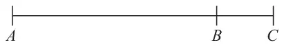 Straight line with points A, B and C marked; B is close to C