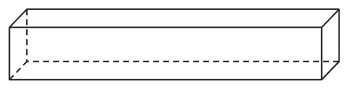 A long, thin solid with rectangular faces, drawn with hidden edges dashed