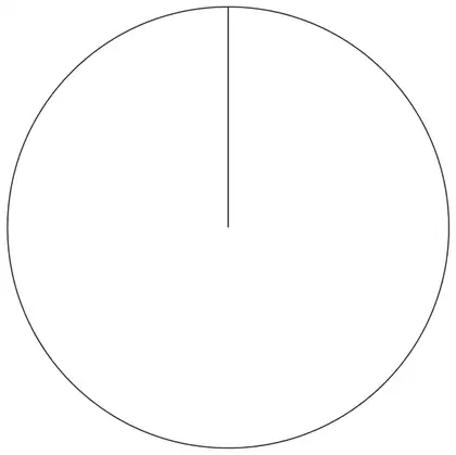 A circle with one radius drawn vertically from the centre to the top