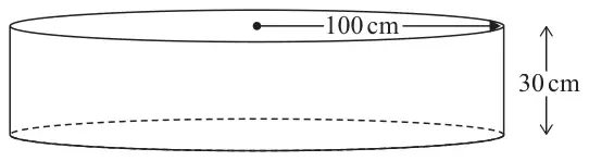 Cylinder with radius 100 cm and depth 30 cm