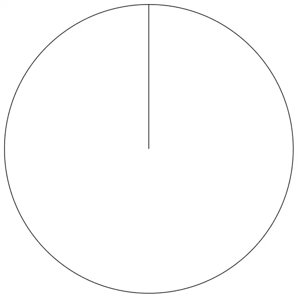 An empty circle with one radius drawn vertically upwards from the centre