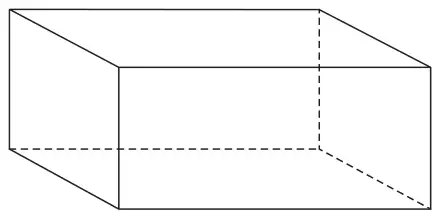 A cuboid drawn in 3-D with hidden edges shown dashed