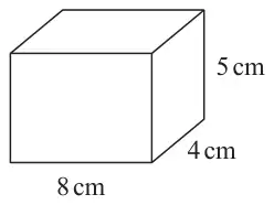 Cuboid 8 cm long, 4 cm deep and 5 cm high
