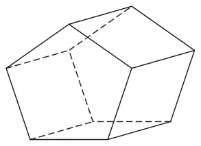 A pentagonal prism, with hidden edges drawn dashed