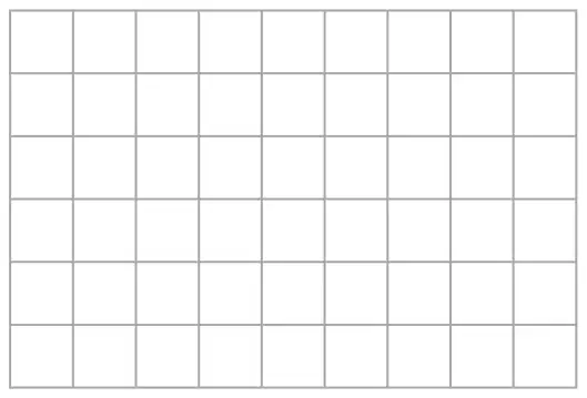 An empty square grid, 9 squares wide and 6 squares high