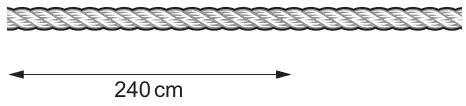 Diagram: a length of rope with an arrow below part of it labelled 240 cm