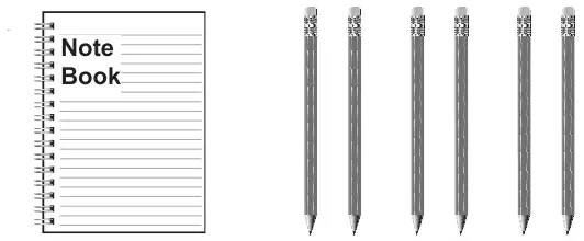 Picture: a note book and six identical pencils