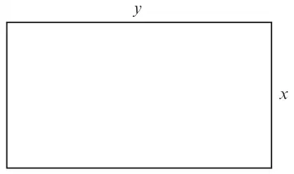 Diagram: rectangle with length y and width x