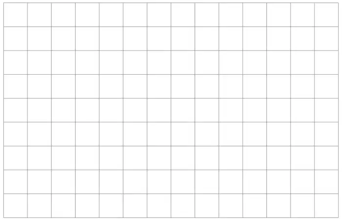 Blank square grid, 14 squares wide and 9 squares high