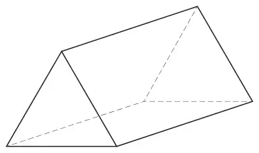 Diagram: a triangular prism with hidden edges dashed
