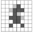 Mark scheme: the completed symmetrical pattern with the 4 extra squares shaded