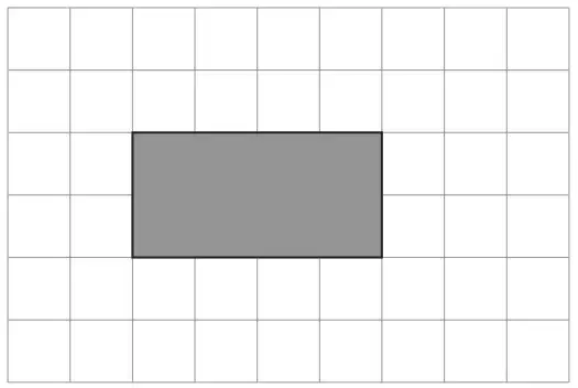 Square grid with a shaded rectangle 4 squares wide and 2 squares high