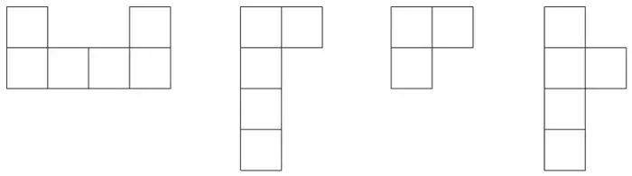 Four plan view options made of squares