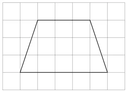 A quadrilateral on a square grid: parallel sides of 3 and 5 squares, height 3 squares, sloping sides symmetrical