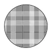 A circular place mat with a checked pattern