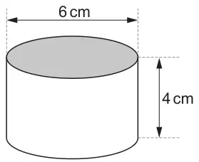 Diagram: a cylinder with diameter 6 cm and height 4 cm