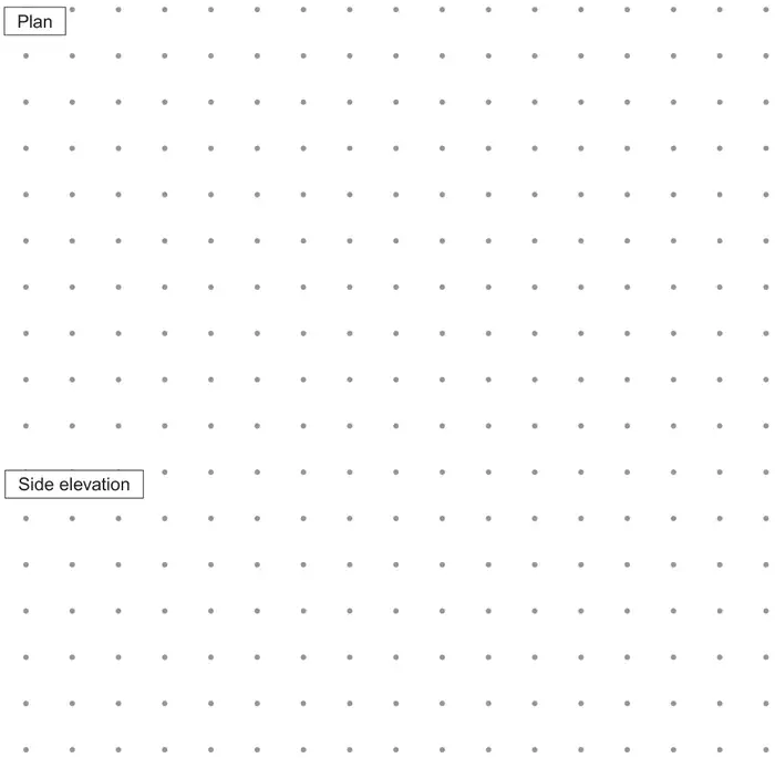 Diagram: a 1 centimetre dot grid in two sections labelled Plan and Side elevation