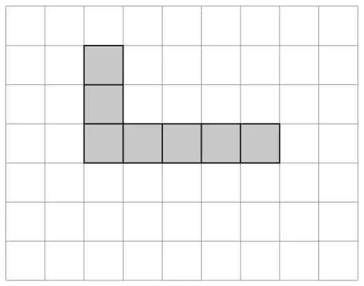 Diagram: a square grid with an L-shape of 7 shaded squares, a column of 3 and a row of 5 sharing a corner square