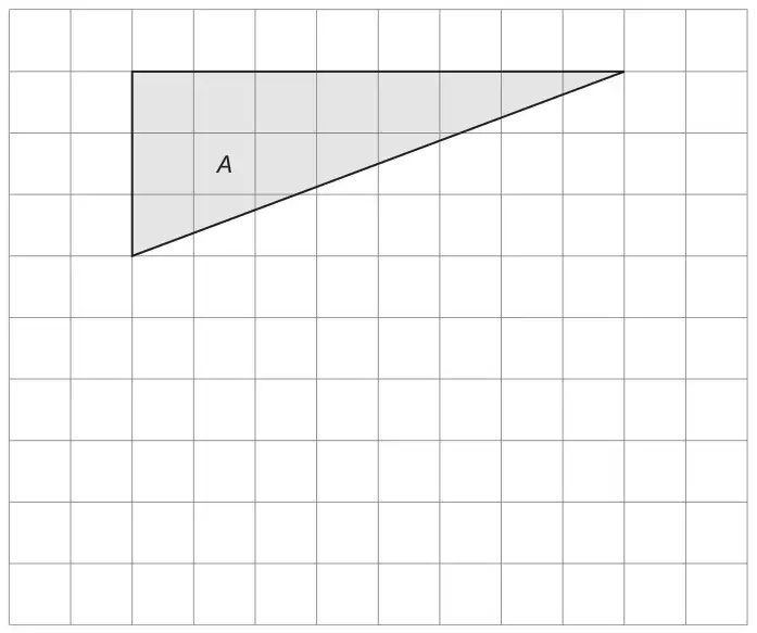 Diagram: a square grid with right-angled triangle A, with a horizontal side of 8 squares and a vertical side of 3 squares