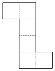 Diagram: a net of six squares with dotted fold lines