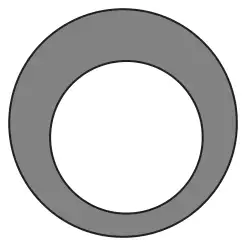 Two concentric circles with the ring between them shaded