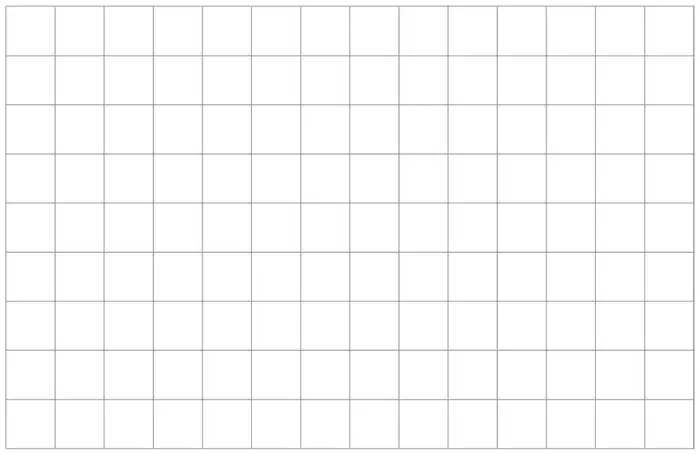 Diagram: a 1 cm square grid, 14 squares wide and 9 squares high