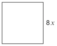 Diagram: a square with one side labelled 8x