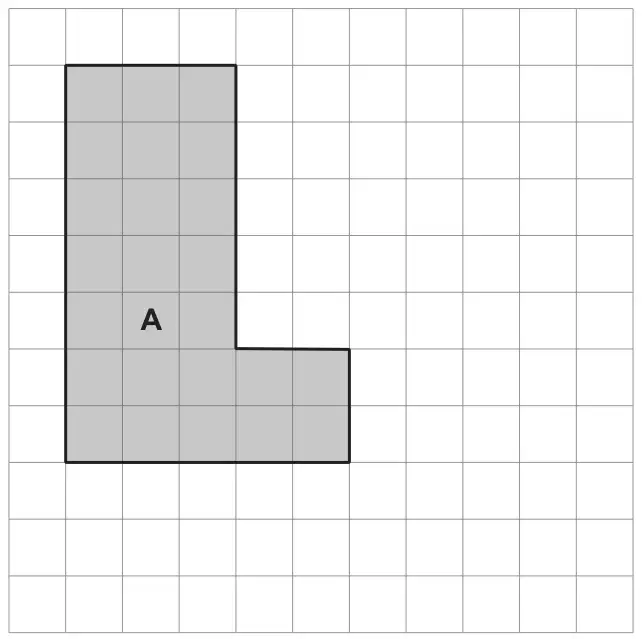 Diagram: an L-shaped shape A on a 1 cm square grid