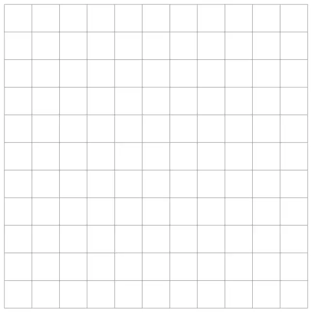 Diagram: a blank 1 cm square grid, 11 squares by 11 squares