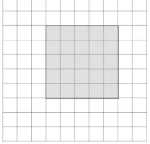 Mark scheme diagram: a 5 by 5 square drawn on the grid