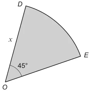 Sector ODE with centre O, radius OD = x and angle DOE = 45°