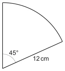 Sector of a circle with angle 45° and radius 12 cm