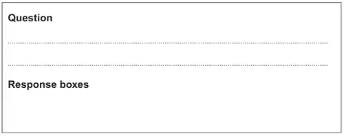 Answer box with a space headed Question and a space headed Response boxes