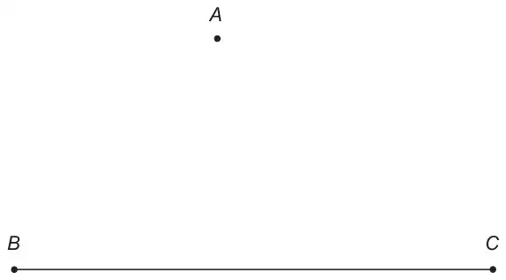 Point A above a horizontal line segment BC