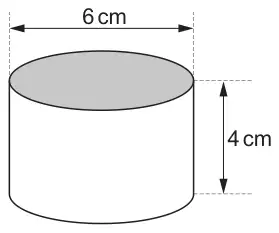 Cylinder with diameter 6 cm and height 4 cm