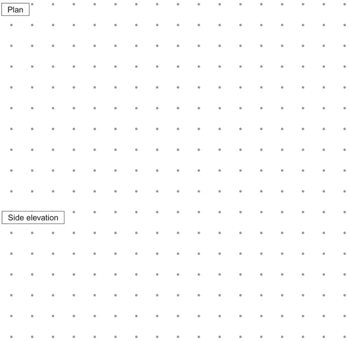 Dotted 1 centimetre grid with a section labelled Plan and a section labelled Side elevation